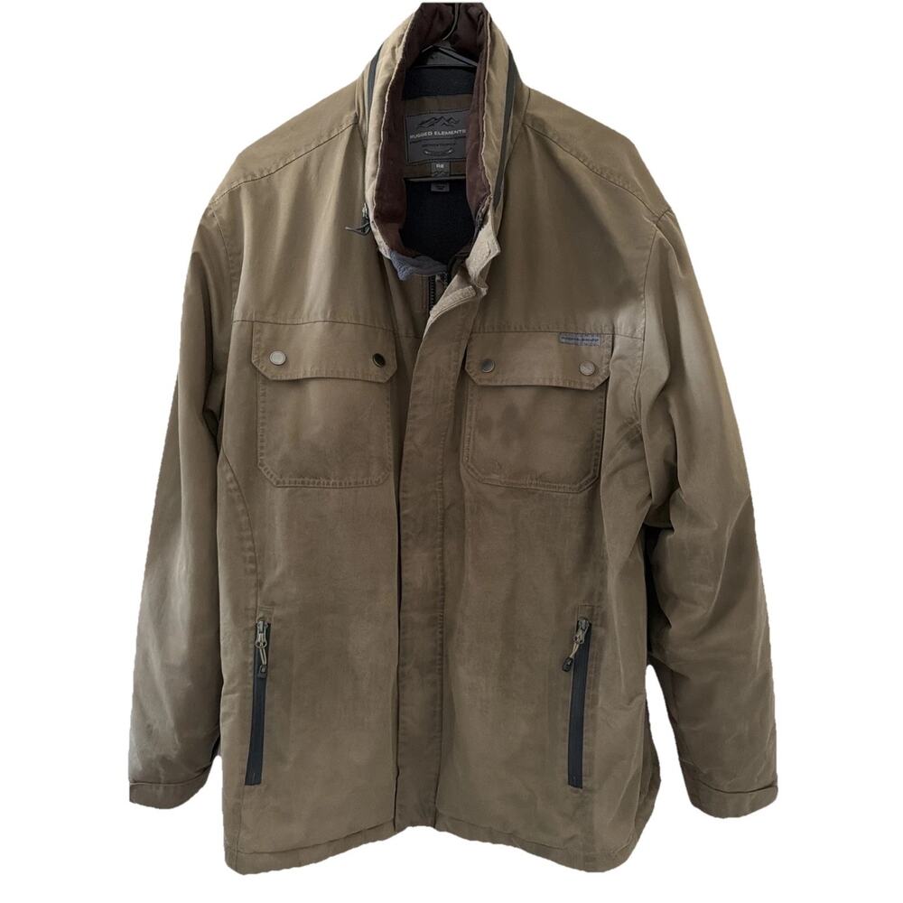 Rugged Elements Men's Trek Jacket XXL Tan Fleece Lined Water Resistant Utility